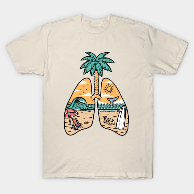 beautiful view of the beach in lungs T-Shirt by gunaone design